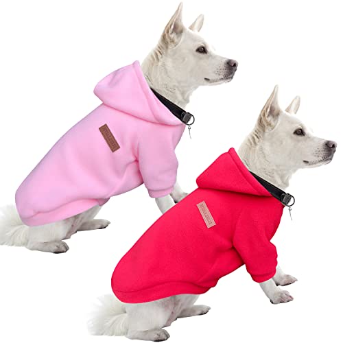 HuaLiSiJi Hundepullover Weihnachten Hunde Hoodie Hunde Sweatshirt Chihuahua Pullover, Warm und Leicht, Mit Einer Weichen Textur, Leicht zu Tragen und Hellen Farben (L, Rosa+Rot) von HuaLiSiJi