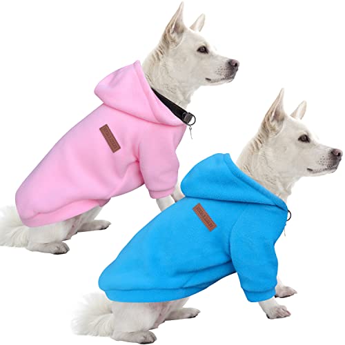 HuaLiSiJi Hunde Hoodie Hunde Sweatshirt Fleece Chihuahua Pullover Warm und Leicht, Sehr Schön, Bequem und Weich, Super Anzuziehen (M, Rosa+Blau) von HuaLiSiJi