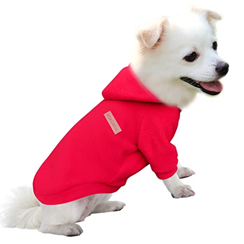 HuaLiSiJi Hunde Hoodie Kapuzenpullis - Sweatshirt Fleece Warm und Leicht, Sehr Schön, Bequem und Weich, Super Anzuziehen (S, Rot) von HuaLiSiJi