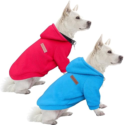 HuaLiSiJi Hunde Hoodie Hunde Sweatshirt Fleece Pullover Hund Chihuahua Pullover, Warm und Leicht, Mit Einer Weichen Textur, Leicht zu Tragen und Hellen Farben (XXL,Rot+Blau) von HuaLiSiJi