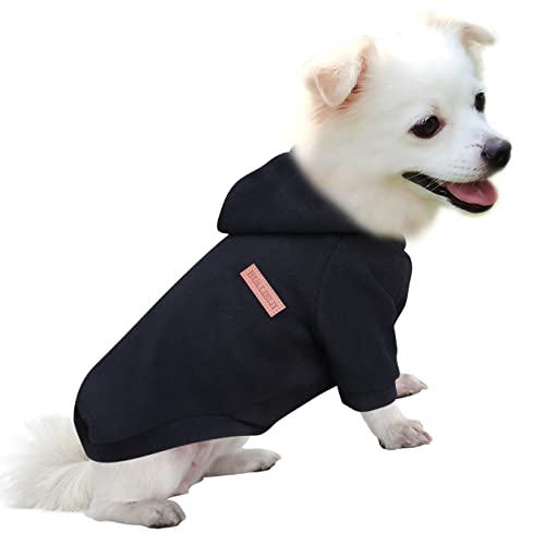 HuaLiSiJi Hunde Hoodie Kapuzenpullis für Hunde Hunde Sweatshirt Fleece Warm und Leicht, Sehr Schön, Bequem und Weich, Super Anzuziehen (Schwarz, M) von HuaLiSiJi