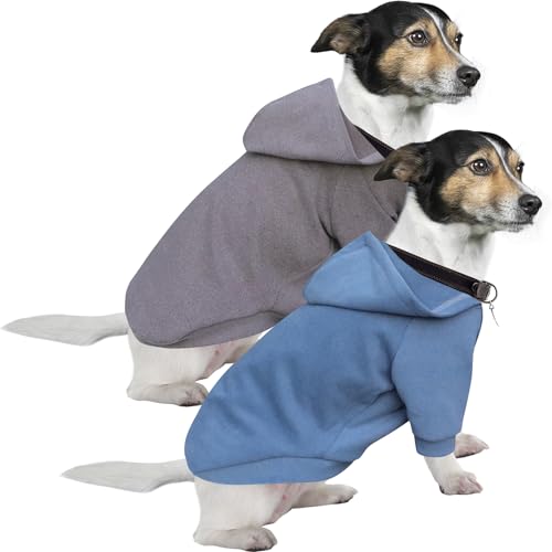 HuaLiSiJi Kapuzenpulli für Hunde Hundepullover Kleine Hunde Chihuahua Kleidung Welpen Hunde Hoodie, Warm und Leicht, Mit Einer Weichen Textur, Leicht zu Tragen und Hellen Farben (L, Grau+Haze Blue) von HuaLiSiJi