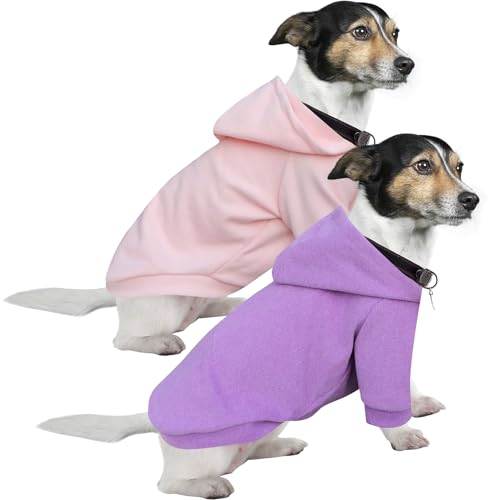 HuaLiSiJi Kapuzenpulli für Hunde Hundepullover Kleine Hunde Chihuahua Kleidung Welpen Hunde Hoodie, Warm und Leicht, Mit Einer Weichen Textur, Leicht zu Tragen und Hellen Farben (S, Rosa+Lila) von HuaLiSiJi