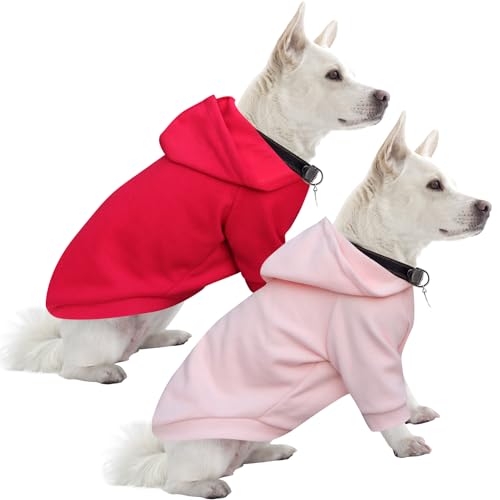 HuaLiSiJi Kapuzenpulli für Hunde Hundepullover Kleine Hunde Chihuahua Kleidung Welpen Hunde Hoodie, Warm und Leicht, Mit Einer Weichen Textur, Leicht zu Tragen und Hellen Farben (XL, Rosa+Rot) von HuaLiSiJi