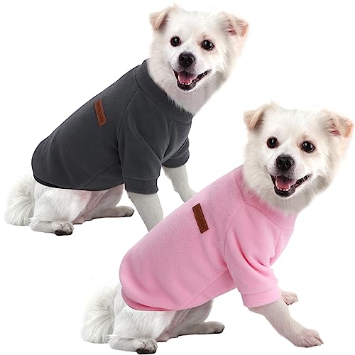 HuaLiSiJi Hunde Pullover Rosa Fleece Mantel Hunde Hundepulli für Kleine Hunde, Weichheit Komfort und Wärme, Geeignet für kleine, mittlere und große Hunde (M, Grau+Rosa) von HuaLiSiJi