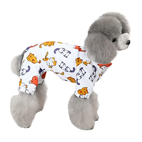 HuaLiSiJi Hundepyjama Kleine Hunde,Elastisch und Bequem Weich und Warm Einfach an und Auszuziehen für Kleine und Mittelgroße Hunde Geeignet (L, White) von HuaLiSiJi