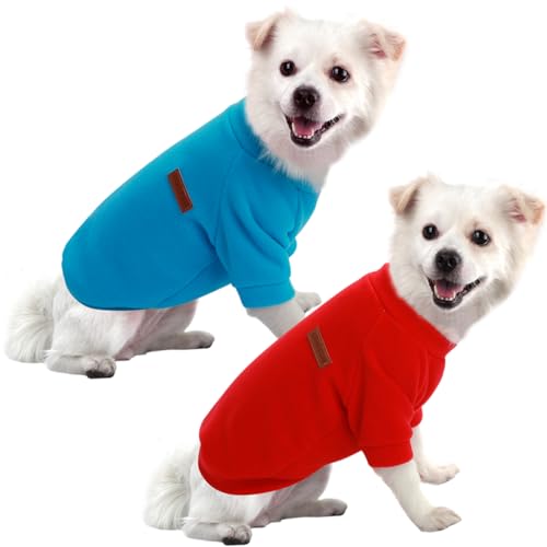 HuaLiSiJi Hundepullover Fleece Kleine Hunde Hoodie Chihuahua Kleidung Hundepullover Chihuahua Hunde Sweatshirt, Warm und Leicht, mit Einer Weichen Textur, Leicht zu Tragen (XS, Rot+Blau) von HuaLiSiJi
