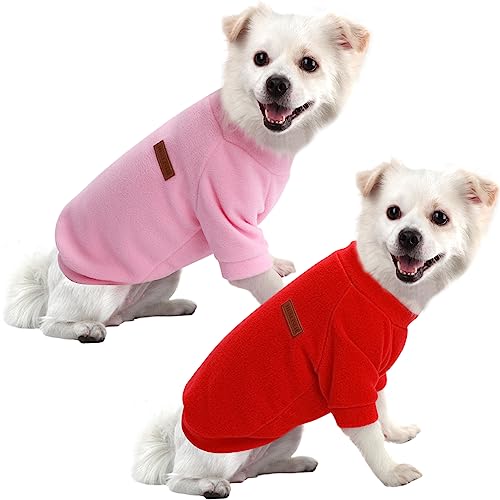 HuaLiSiJi Hundepullover Fleece Hundepullover Kleine Hunde Warm Hunde Sweatshirt, Warm und Leicht, Mit Einer Weichen Textur, Leicht zu Tragen und Hellen Farben (Rot+Rosa, 3XL) von HuaLiSiJi