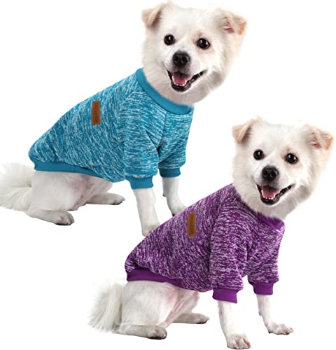 HuaLiSiJi Hundepullover Fleece Hunde Sweatshirt Hundepullover Strick, Warm und Leicht, Mit Einer Weichen Textur, Elastizität Leicht zu Tragen (Blau+Lila, M) von HuaLiSiJi