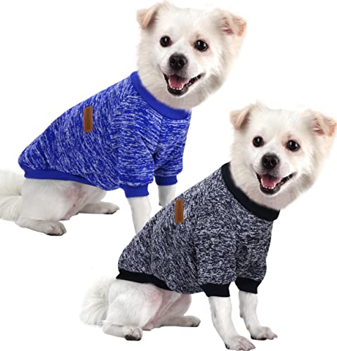 HuaLiSiJi Hundepullover Kleine Hunde Chihuahua Pullover Hunde Hoodie Hunde Strickpullover, Elastizität Warm und Leicht, Mit Einer Weichen Textur, Leicht zu Tragen (Dark Blue+Navy Blau, M) von HuaLiSiJi