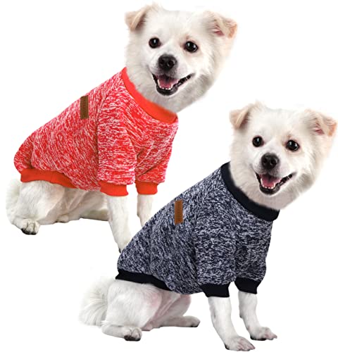 HuaLiSiJi Hundepullover Kleine Hunde Chihuahua Pullover Hunde Hoodie Hunde Sweatshirt, Warm und Leicht, Mit Einer Weichen Textur, Elastizität Leicht zu Tragen (Rot+Navy Blau, L) von HuaLiSiJi