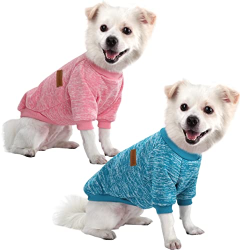 HuaLiSiJi Hundepullover Kleine Hunde Chihuahua Pullover Hunde Hoodie Hunde Sweatshirt, Warm und Leicht, Mit Einer Weichen Textur, Elastizität Leicht zu Tragen (Pink+Blau, XL) von HuaLiSiJi