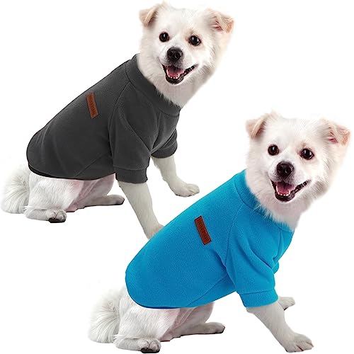 HuaLiSiJi Hundepullover Kleine Hunde Hundepullover Fleece Hunde Kleidung für Kleine Hunde Winter, Weichheit Komfort und Wärme, Geeignet für kleine, mittlere und große Hunde (L, Blau+Grau) von HuaLiSiJi