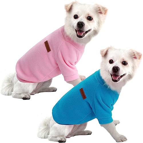 HuaLiSiJi Hundepullover Kleine Hunde Hundepullover Fleece Hunde Kleidung für Kleine Hunde Winter, Weichheit Komfort und Wärme, Geeignet für kleine, mittlere und große Hunde (L, Blau+Rosa) von HuaLiSiJi