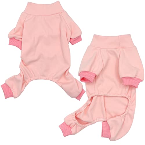 HuaLiSiJi Hundepyjama Kleine Hunde Schlafanzug,Elastisch und Bequem Weich und Warm Einfach an und Auszuziehen für Kleine und Mittelgroße Hunde Geeignet (L, Rosa) von HuaLiSiJi