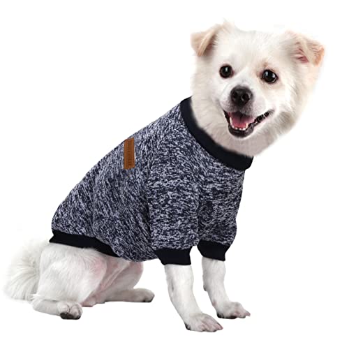 HuaLiSiJi Hundepullover Kleine Hunde Chihuahua Pullover Hunde Hoodie Hunde Strickpullover, Warm und Leicht, Mit Einer Weichen Textur, Elastizität Leicht zu Tragen (Navy Blau, L) von HuaLiSiJi