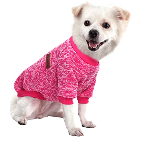 HuaLiSiJi Hundepullover Kleine Hunde Chihuahua Pullover Hunde Hoodie Hunde Strickpullover, Warm und Leicht, Mit Einer Weichen Textur, Elastizität Leicht zu Tragen (Rose Red,XXL) von HuaLiSiJi