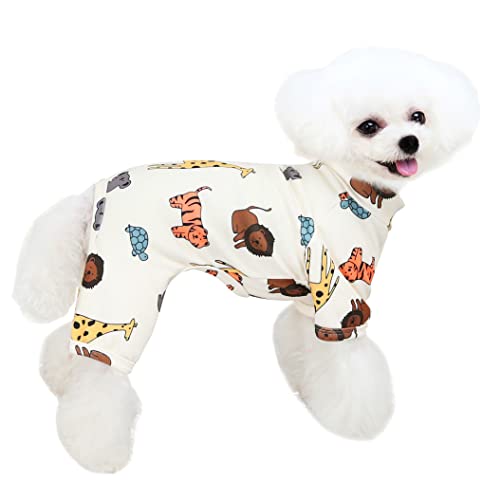 HuaLiSiJi Hundepyjama Kleine Hunde,Elastisch und Bequem Weich und Warm Einfach an und Auszuziehen für Kleine und Mittelgroße Hunde Geeignet (S, Cream Color) von HuaLiSiJi