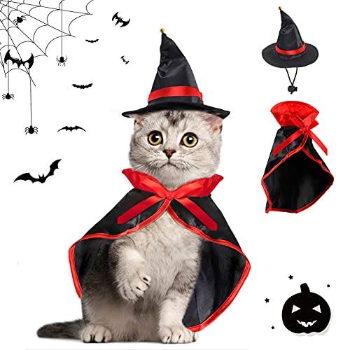 Halloween Hund Katze Kostüm Umhang,Haustier Halloween Kostüm Set,Haustiere Vampir Kostüm,Halloween Haustiere Umhang Und Hut,Zauberer Hut für Halloween Haustier Kostüm,Halloween Cosplay Bekleidung Halloween Hund Katze Kostüm Umhang,Haustier Halloween Kostüm Set,Haustiere Vampir Kostüm,Halloween Haustiere Umhang Und Hut,Zauberer Hut für Halloween Haustier Kostüm,Halloween Cosplay Bekleidung von Huahuanghui