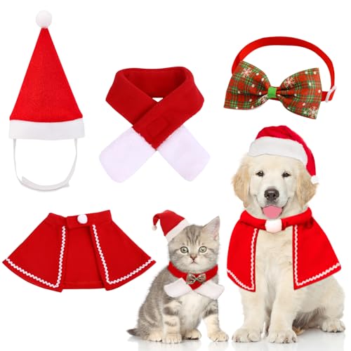 Hund Katzen Haustier Weihnachtsmütze,4 STK,Weihnachten Hundekleidung,Weihnachten Hund Weihnachtsmütze,Hund Weihnachten Kostüm,Katzenbekleidung Weihnachten,Haustier Partei Hundekostüm für Weihnachten von Huahuanghui