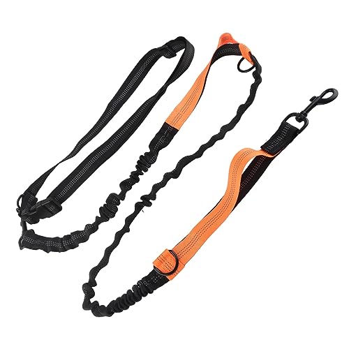 Bungee-Hundeleine, Reflektierender Streifen, Elastische Hundeleine, Stoßdämpfendes Nylon, 360-Grad-Drehung mit 2 Gepolsterten Griffen Zum Spazierengehen (ORANGE) von Huairdum