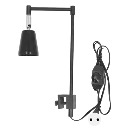Huairdum Reptilienlampenhalter, ABS-Eisen-Reptilien-Wärmelampenhalter, Mehrwinkeldrehung, Höhenverstellbar mit Schalter für Brutkästen (EU-Stecker 220 V) von Huairdum