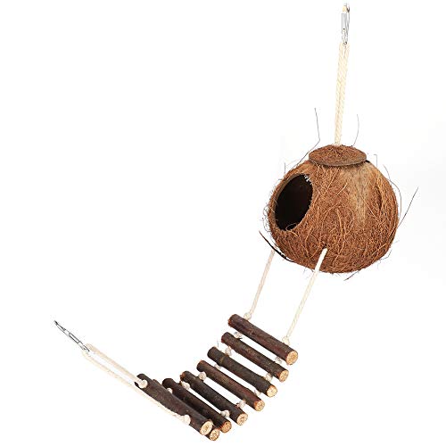 Huairdum Vogel Kokosnuss Versteck, Coconut Bird Coconut Hideaway, natürliches Hideaway Toy House Kletterleiter Coconut Nest, für Vögel von Huairdum