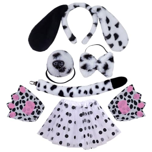 Huamengyuan Hundeohren-Stirnband mit Handschuhen Gazerock Fliege Hundeohren Kopfdekoration Plüsch gefleckte Hundenase Schwanz Tierhaarreifen Hundeohren Haarband für Halloween Cosplay Typ 2 Huamengyuan Hundeohren-Stirnband mit Handschuhen Gazerock Fliege Hundeohren Kopfdekoration Plüsch gefleckte Hundenase Schwanz Tierhaarreifen Hundeohren Haarband für Halloween Cosplay Typ 2 von Huamengyuan