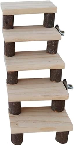 Holz Hamster Kletterleiter Hamsterkäfig 5-stufige Leiter Papagei Spielzeug Klettertreppe Holzplattform Springboard Trainingswerkzeug (B) von HuangguiyuanV