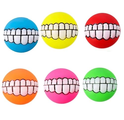 HuangguiyuanV 6 Stück Zahnball für Hunde, interaktives Kauspielzeug aus Gummi, Quietscher, für kleine Katzen/Hunde/interaktives Haustier von HuangguiyuanV