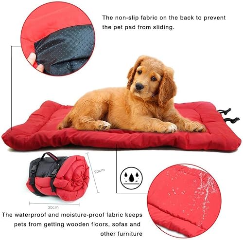 HuangguiyuanV Faltbare, wasserabweisende Hundebett-Matratze, aufrollbare Reise-Hunde-Isomatte, mit rutschfester Unterseite, für Reisen im Freien von HuangguiyuanV