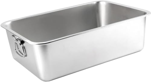 Katzentoilette aus Edelstahl, offenes Design, Metallschale, Haustiertoilette, für Kaninchen, kleine, mittelgroße und große Katzen (45 x 35 x 10 cm) von HuangguiyuanV