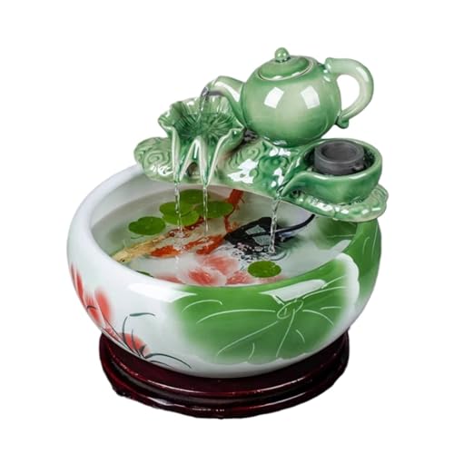 Aquarium Deko Rundes Keramik-Aquarium, Schildkrötenbecken, Wohnzimmer, kleines dekoratives Aquarium for den Schreibtisch zu Hause, mit Wasserpumpe und Keramik-Teekannen-Dekoration Mini Aquarium(Green, Aquarium Deko Rundes Keramik-Aquarium, Schildkrötenbecken, Wohnzimmer, kleines dekoratives Aquarium for den Schreibtisch zu Hause, mit Wasserpumpe und Keramik-Teekannen-Dekoration Mini Aquarium(Green, von Huangj-0527