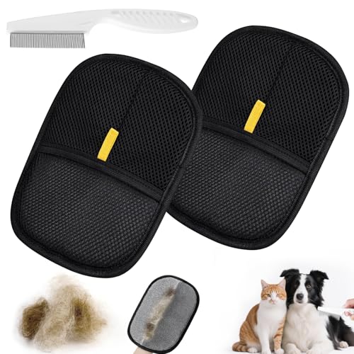 2 Stück Elektrostatische Haarentfernungs Handschuhe 2025 Neue Haustierhaarentferner Handschuhe, Reusable Fell Magnet Handschuh für Hund Katze Verwendet Reinigung Haarentfernung und Schönheitszwecke von Huanmin