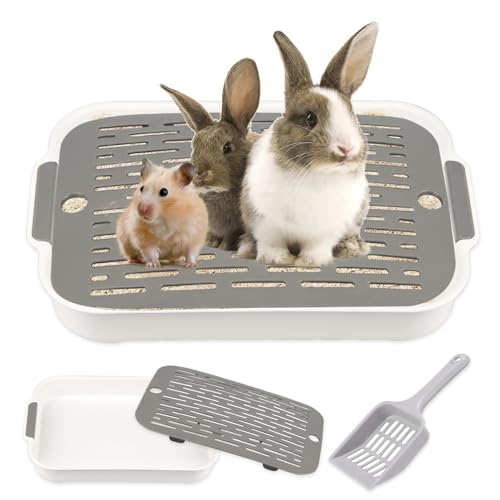 Tablett Hasentoilette, Tablett Haustier Toilette, Kaninchentoilette, Meerschweinchen Toilette, Kleintier Katzentoilette Töpfchentrainer, Katzentoilette Mit Katzenstreuschaufel für Kleintier von Huanmin