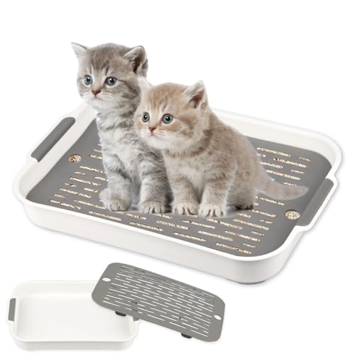 Tablett Hasentoilette, Tablett Haustier Toilette, Katzenklo Groß, Kaninchentoilette, Kleintier Katzentoilette Töpfchentrainer, Katzentoilette für Kleintier Kaninchen Meerschweinchen (Weiß Groß) von Huanmin