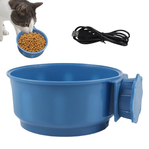Beheizter Wassernapf für Haustiere, beheizter Katzennapf | 600 ml Käfig-USB-Hundefutternapf | Blauer Wassernapf für kaltes Wetter, platzsparender Futternapf für Hühner, Enten, Papageien von Huaxingda