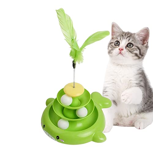 Huaxingda Cat Balls Spielzeug für Hauskatzen - Multi Layer Turntable Tower Roller mit Feder,Buntes, abnehmbares Puzzle-Spielzeug mit Katzen-Teaser für Bewegung, lustiges, entspannendes Track-Spielset von Huaxingda