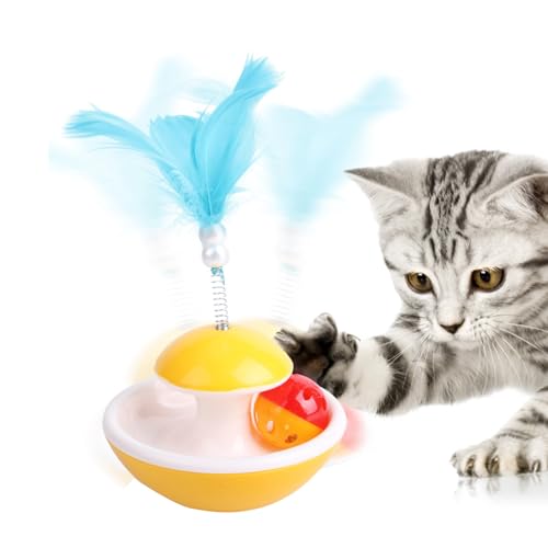 Huaxingda Katzenfederspielzeug, interaktives Katzenspielzeug | Plattenspieler-Katzenjagdspielzeug,Kätzchen-Kauspielzeug, Katzenspielzeug, lustiges Spielzeug für Hauskatzen und Welpen von Huaxingda