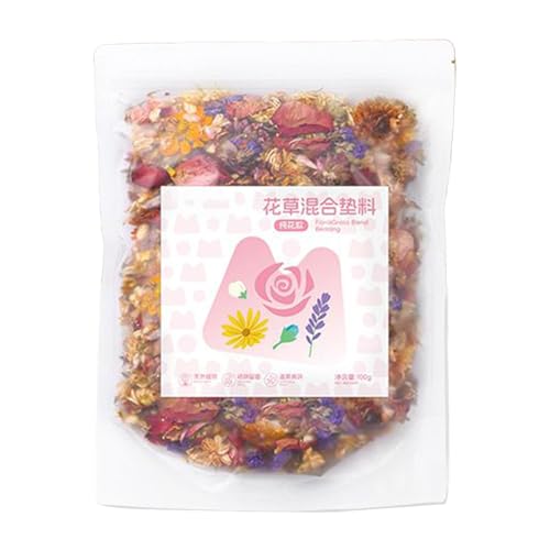 Huayeex Gerbil Bedding | 100 g getrocknete Blumen-Meerschweinstreu | Geruchskontrolle, Feuchtigkeitsaufnahme, langanhaltende Düfte, Matte für Katzen, Huhn, Frettchen, Stall, Hasenraum von Huayeex