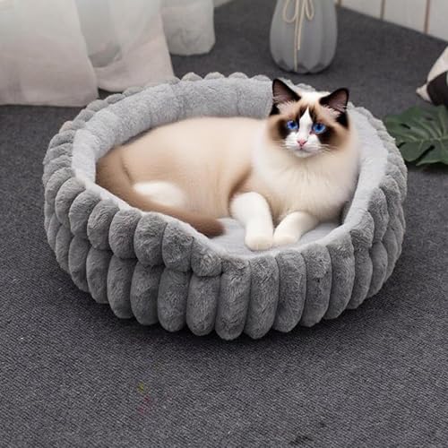 Huayeex Rundes Katzenbett - Sanftes Waschbares Haustierbett Für Katze Und Hund - Plüsch Möbelmatte Wohlfühl Haustierzubehör Für Kitten Zuhause Wohnzimmer Schlafzimmer von Huayeex
