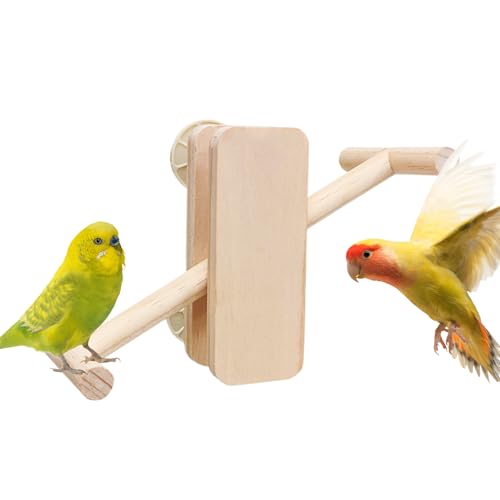 Huayeex Vogelständer Für Papageien,Mehrfunktionale Holzwippe Für Vögel | Kauresistenter Wellensittich Spielplatz Zum Stehen Spielen Ausruhen Unterhalten von Huayeex