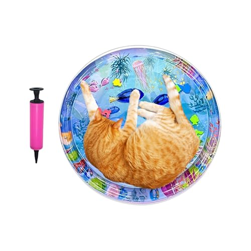 Huayeex Wassersensorische Matte für Katzen, Wasserbett für Katzen mit aufblasbarer Pumpe, Haustier-Kühlkissen, verdicktes Baby-Krabbelkissen für Boden, Langeweile, tägliche Reisen, heißes Wetter Huayeex Wassersensorische Matte für Katzen, Wasserbett für Katzen mit aufblasbarer Pumpe, Haustier-Kühlkissen, verdicktes Baby-Krabbelkissen für Boden, Langeweile, tägliche Reisen, heißes Wetter von Huayeex