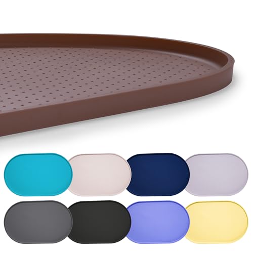 Hubulk 100% wasserdichte Silikon-Futtermatte mit erhöhtem Rand für Futter und Wasser, Hundenapf-Matten, Katzennäpfe, Tischset mit hohem Rand, schützt den Boden für Katzen und Hunde (Braun, 48,3 x 30,5 von Hubulk
