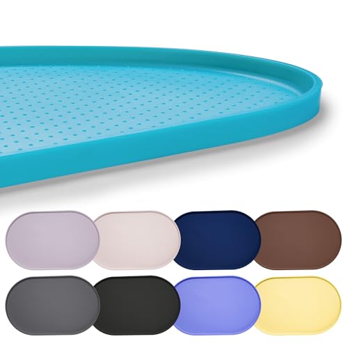 Hubulk 100 % wasserdichte Silikon-Haustier-Futtermatte mit erhöhtem Rand für Futter und Wasser, Hundenapf-Matten, Katzennäpfe, Tischset mit hohem Rand, schützt den Boden für Katzen und Hunde, Blaugrün von Hubulk
