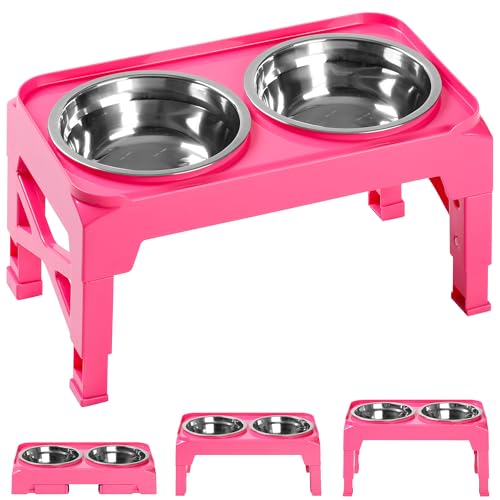 Hubulk Erhöhte Hundenäpfe mit 2 Edelstahl-Futter- und Wassernäpfen ohne Verschütten, rutschfester Ständer, verstellbar auf 5 Höhen (8,1 cm, 22,3 cm, 25,1 cm, 28,2 cm, 31,2 cm), für kleine, mittelgroße von Hubulk