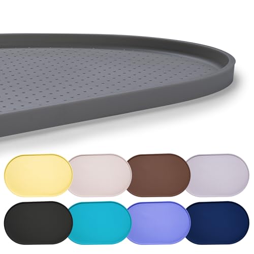 Hubulk Ovale Hundefuttermatte, Grau, 61 x 40,6 cm (L x B) von Hubulk