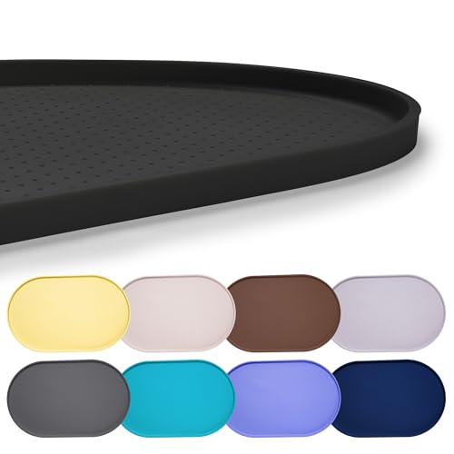 Hubulk Ovale Hundefuttermatte, Schwarz, 48,3 x 30,5 cm (L x B) von Hubulk