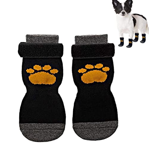 4 Stück doppelseitige rutschfeste Welpensocken Socken für Hunde Pfotenschutz mit verstellbarem Riemen für kleine Hunde, mittelgroße Hunde und große Hunde von Hudhowks