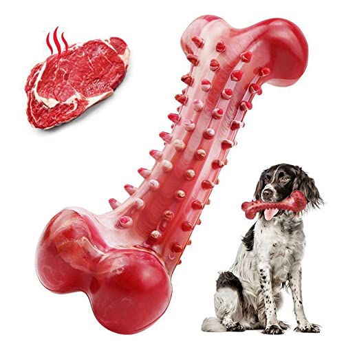Bissfestes Hundespielzeug Hundeknochen Beißspielzeug Hundebeißknochen Interaktives Kauspielzeug für kleine, mittelgroße und große Hunde zum Knirschen, Zähneputzen von Hudhowks
